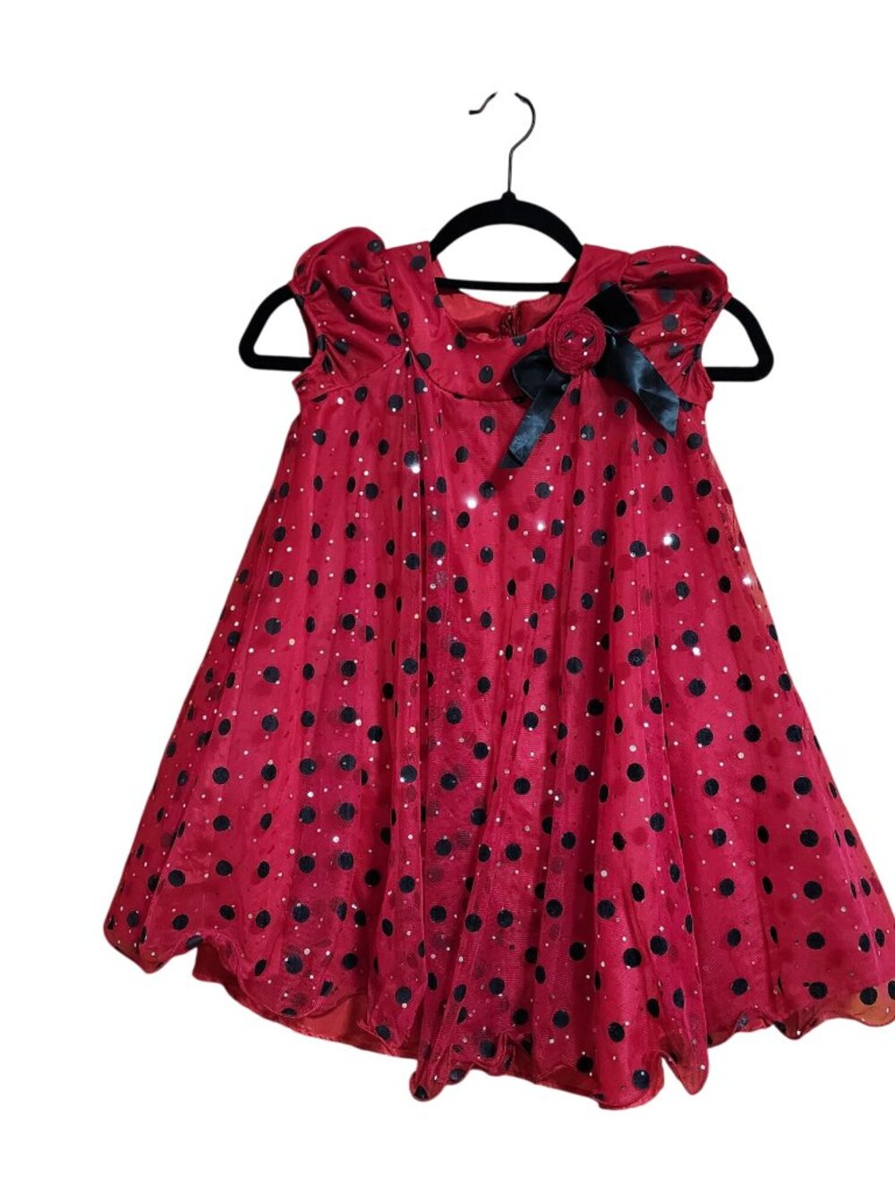 Bonnie Jean Party Dress black & red polka Dots Girls Size 6
